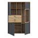 Klara Display Cabinet with 2 Door 2 Drawers and 1 Glass Door in Grey and Oak inc LED Lighting