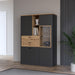 Klara Display Cabinet with 2 Door 2 Drawers and 1 Glass Door in Grey and Oak