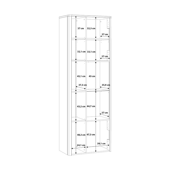 Klara Display Cabinet with 1 Door  and 1 Glass Door in Grey and Oak inc LED Lighting