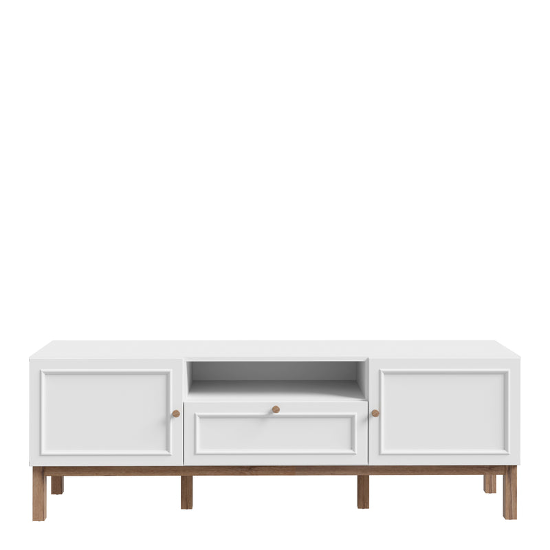 Wensley 2 Door 1 Drawer TV Unit in Light Grey and Oak