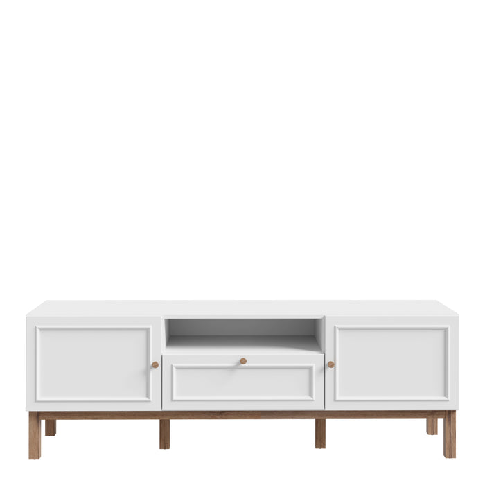 Wensley 2 Door 1 Drawer TV Unit in Light Grey and Oak