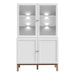 Wensley Display Cabinet with 2 Doors and 2 Glass Doors in Light Grey and Oak inc LED Lighting