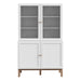 Wensley Display Cabinet with 2 Doors and 2 Glass Doors in Light Grey and Oak