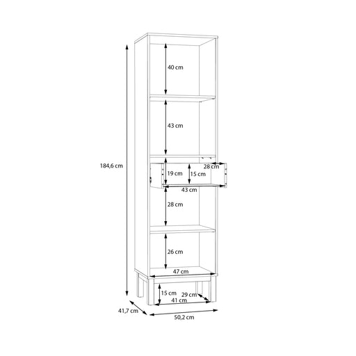 Wensley Display Cabinet with 1 Door 1 Drawer and  1 Glass Door in Light Grey and Oak inc LED Lighting