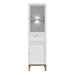 Wensley Display Cabinet with 1 Door 1 Drawer and  1 Glass Door in Light Grey and Oak inc LED Lighting