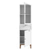Wensley Display Cabinet with 1 Door 1 Drawer and  1 Glass Door in Light Grey and Oak inc LED Lighting