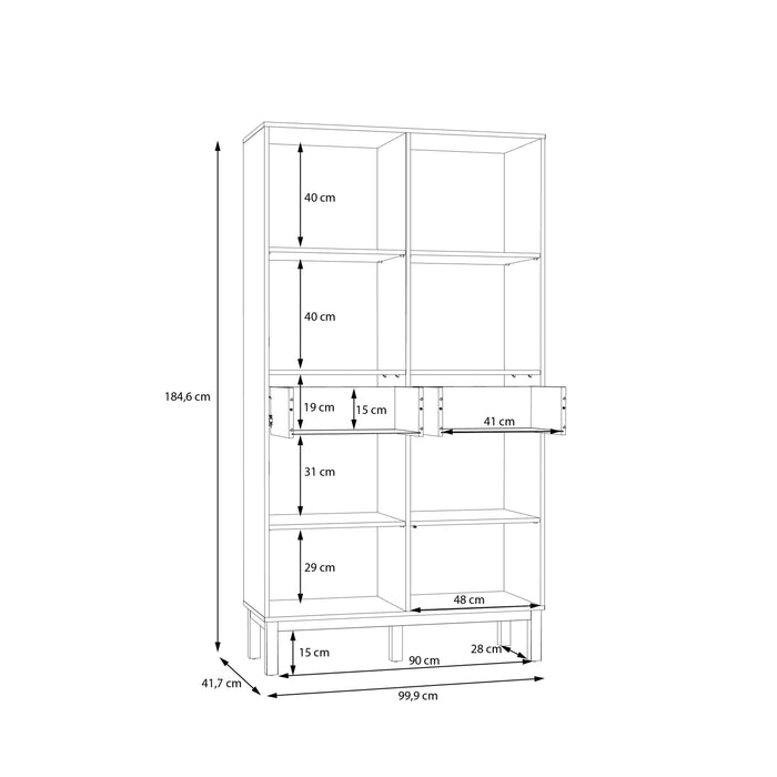 Wensley Display Cabinet with 2 Doors 2 Drawers and 2 Glass Doors in Light Grey and Oak inc LED Lighting