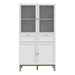 Wensley Display Cabinet with 2 Doors 2 Drawers and 2 Glass Doors in Light Grey and Oak