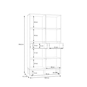 Wensley Display Cabinet with 2 Doors 2 Drawers and 2 Glass Doors in Light Grey and Oak