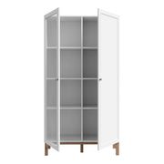 Wensley Display Cabinet with 1 Door and  1 Glass Door in Light Grey and Oak inc LED Lighting