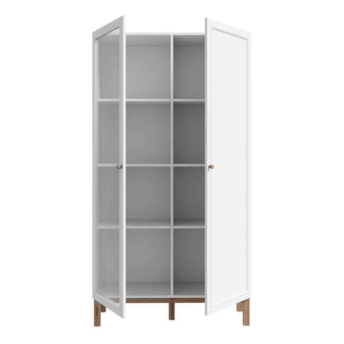 Wensley Display Cabinet with 1 Door and  1 Glass Door in Light Grey and Oak inc LED Lighting