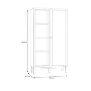 Wensley Display Cabinet with 1 Door and  1 Glass Door in Light Grey and Oak inc LED Lighting