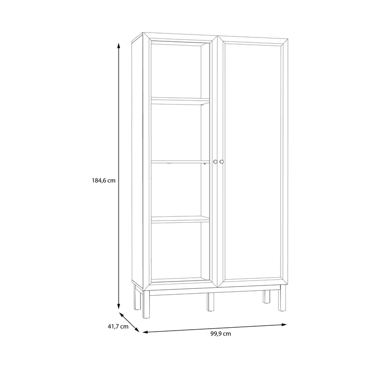 Wensley Display Cabinet with 1 Door and  1 Glass Door in Light Grey and Oak inc LED Lighting