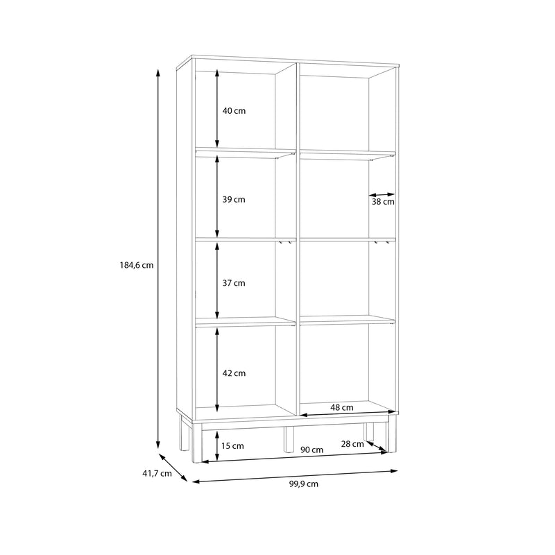 Wensley Display Cabinet with 1 Door and  1 Glass Door in Light Grey and Oak