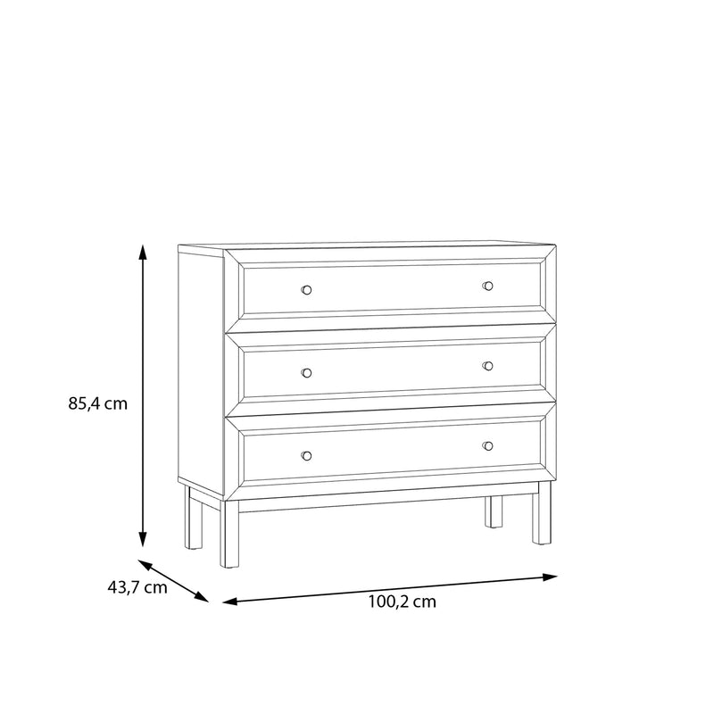 Wensley 3 Drawer Chest in Light Grey and Oak