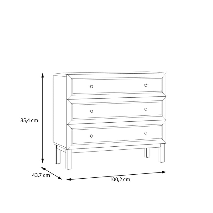 Wensley 3 Drawer Chest in Light Grey and Oak