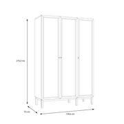 Wensley 3 Door Wardrobe in Light Grey and Oak