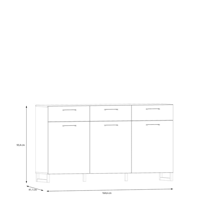Sali 3 Door 3 Drawer Chest in Sage Green