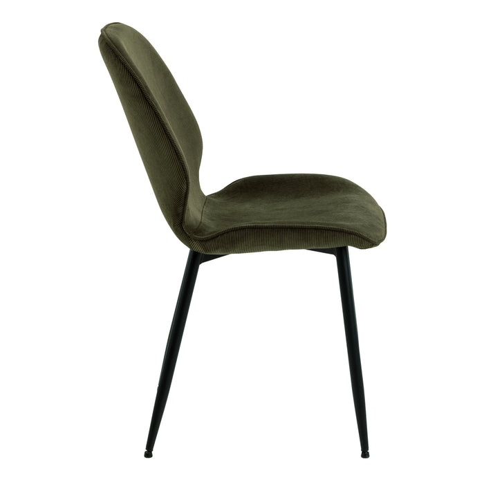 Nagano Round Dining Table in Oak Included 4 Femke Dining Chair in Olive Green