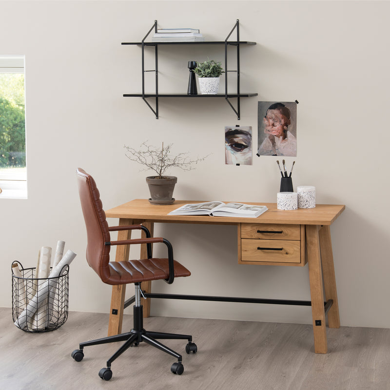 Winslow Swivel Desk Chair With Adjustable Height Function in Vintage Brandy