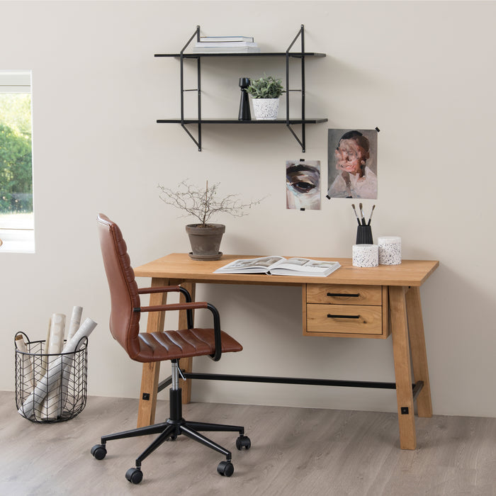 Winslow Swivel Desk Chair With Adjustable Height Function in Vintage Brandy