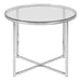 Cross Round Metal Side Table with Glass Top