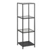 Seaford Narrow Black Metal Bookcase with 3 Glass Shelves