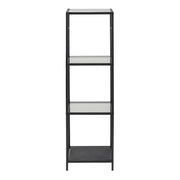 Seaford Narrow Black Metal Bookcase with 3 Glass Shelves