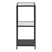 Seaford Narrow Black Metal Bookcase with 2 Glass Shelves