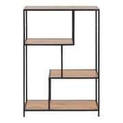 Seaford Black Metal Asymmetrical Bookcase with 3 Oak Shelves