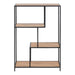 Seaford Black Metal Asymmetrical Bookcase with 3 Oak Shelves