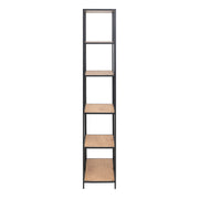 Seaford Tall Black Metal Bookcase with 5 Oak Shelves