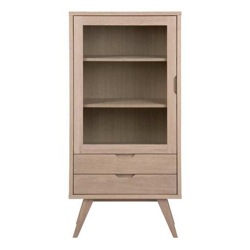 A-Line Display Cabinet with 2 Drawers and 2 Shelves in White Oak 
