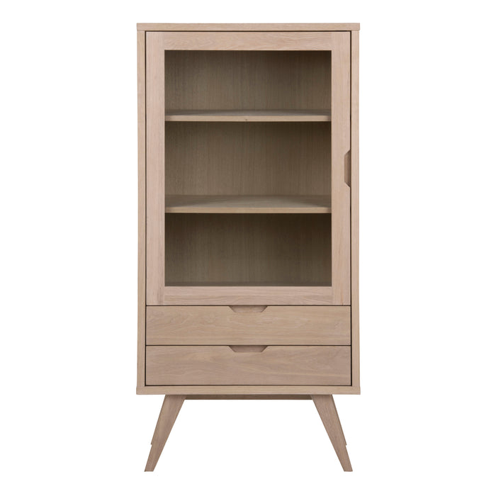 A-Line Display Cabinet with 2 Drawers and 2 Shelves in White Oak 