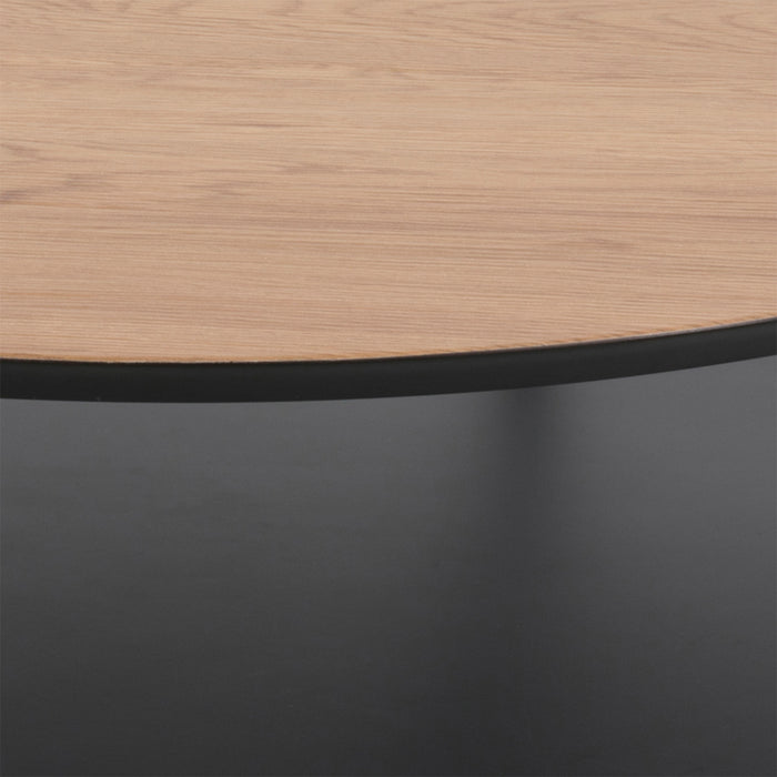 Goldington Round Coffee Table with Oak Top & Black Legs