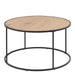 Seaford Black Metal Round Coffee Table with Oak Top