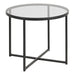 Cross Round Metal Side Table with Smoked Glass Top