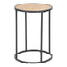 Seaford Black Metal Small Round Side Table with Oak Top