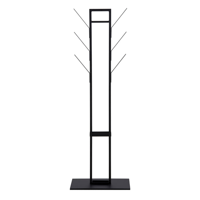 Vinson coat hanger, frame and base matt black powder coated steel, 56x28x165 cm