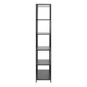 Seaford Tall Black Metal Bookcase with 5 Black Shelves