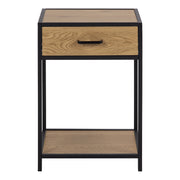 Seaford Bedside Table with 1 Drawer in Black & Oak