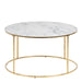 Bolton -A1 Round Coffee Table with White Crystal Clear Marble Glass Top & Gold Base