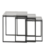 Katrine Nest of Tables with Smoked Glass Top Set of 3