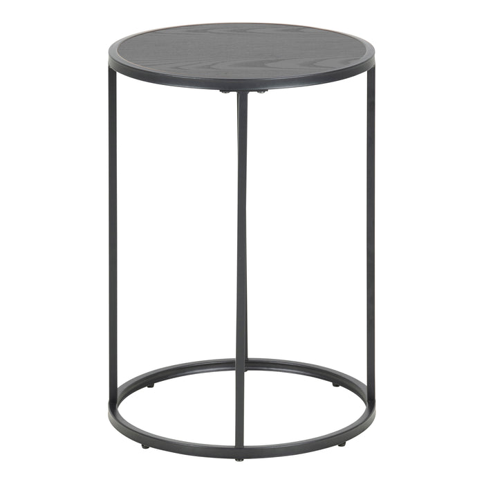 Seaford Black Metal Small Round Side Table with Black Top