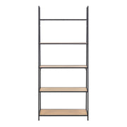 Seaford Black Metal Ladder Bookcase with 5 Oak Shelves