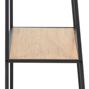 Seaford Black Metal Ladder Bookcase with 5 Oak Shelves