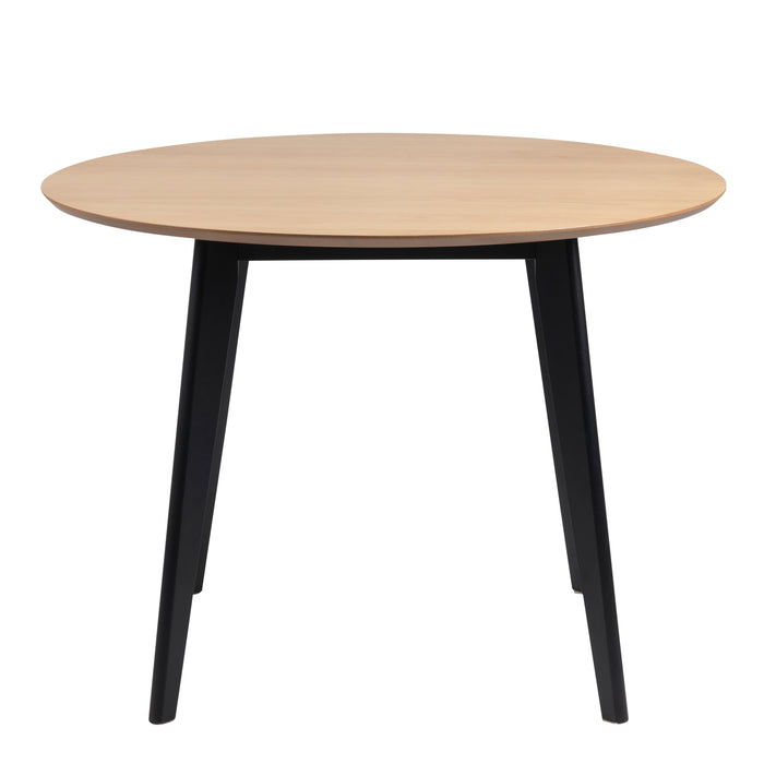 Roxby Round Dining Table in Oak & Black Included 4 Roxby Dining Chairs in Black and Oak