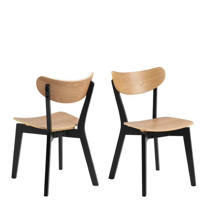 Roxby Round Dining Table in Oak & Black Included 4 Roxby Dining Chairs in Black and Oak