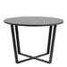 Amble Round Dining Table with Black Marble Melamine Top & Black Legs