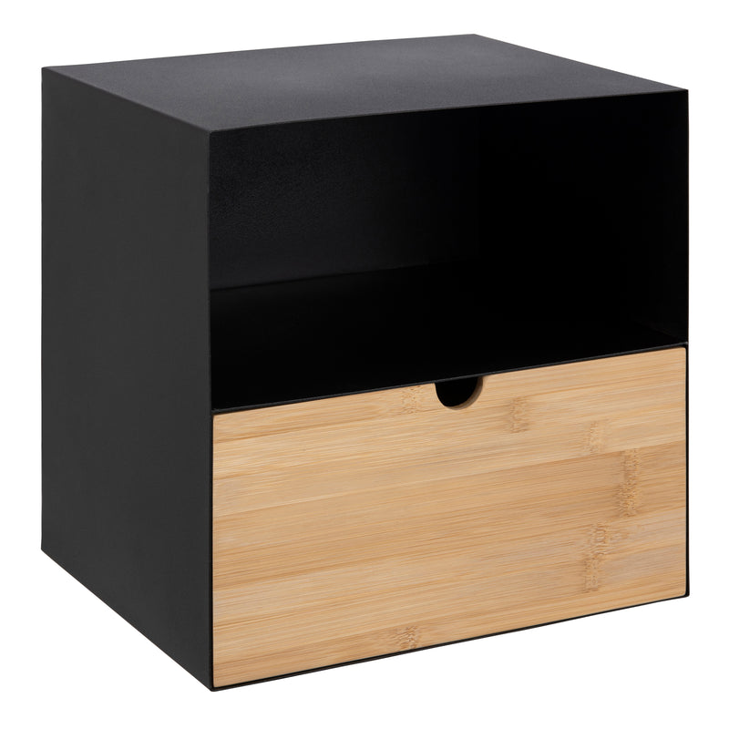 Joliet 1 Drawer Wallmounted Bedside Table and Bamboo